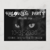 黒い猫の目のハローウィンパーティ日付を保存 案内ポストカード (正面)