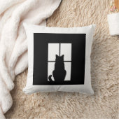 黒い猫クリックとウィンドウのカラーオプション クッション (ブランケット)