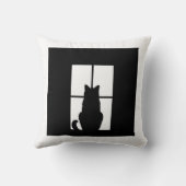 黒い猫クリックとウィンドウのカラーオプション クッション (裏面)