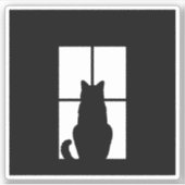 黒い猫クリックとウィンドウのカラーオプション シール (正面)