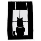 黒い猫クリックとウィンドウのカラーオプション ミディアムペーパーバッグ (裏面)