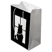 黒い猫クリックとウィンドウのカラーオプション ミディアムペーパーバッグ (裏面アングル)