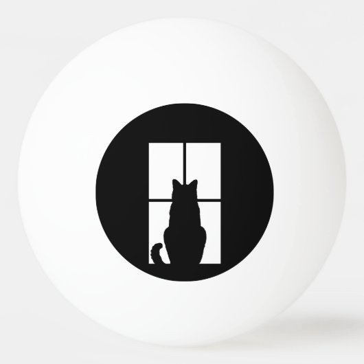 黒い猫クリックとウィンドウのカラーオプション 卓球ボール (正面)