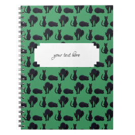 黒い猫ハロウィンピクセルアートパターン ノートブック