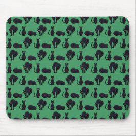 黒い猫ハロウィンピクセルアートパターン マウスパッド