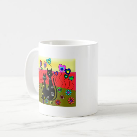 黒い猫好きの芸術のギフト コーヒーマグカップ (正面左)