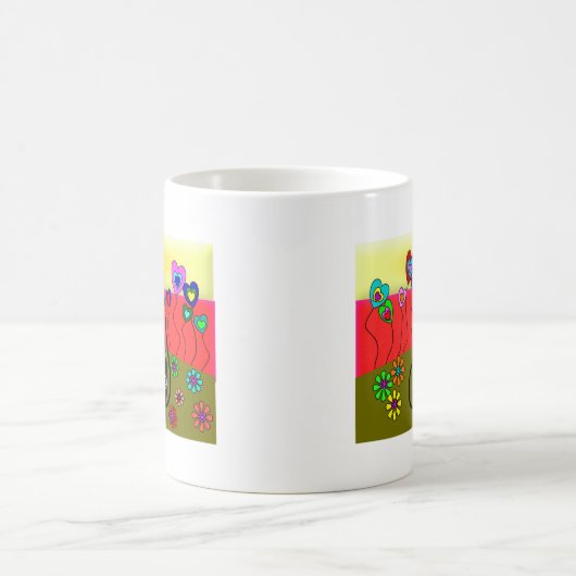 黒い猫好きの芸術のギフト コーヒーマグカップ (中央)