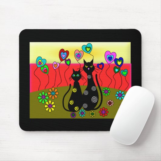 黒い猫好きの芸術のギフト マウスパッド (マウス)