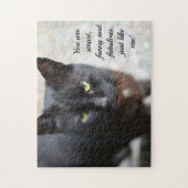 黒い猫好きイメやる気を起こさせるージと引用文ポスト ジグソーパズル (縦)