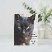黒い猫好きイメやる気を起こさせるージと引用文ポスト ポストカード (スタンド正面)