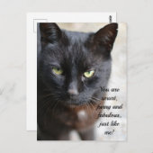 黒い猫好きイメやる気を起こさせるージと引用文ポスト ポストカード (正面/裏面)