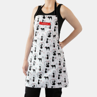黒い猫好き_名前をカスタムする エプロン