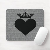黒い王冠のしわのハート マウスパッド (マウス)