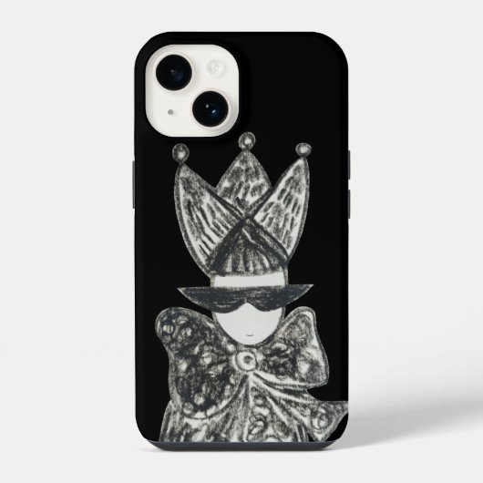黒い王冠、リボン、サングラス iPhoneケース (裏面)