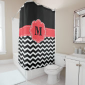 黒い珊瑚のシェブロンのモノグラム シャワーカーテン (インサイチュ)