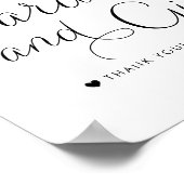 黒い甘い書道結婚式のカードと贈り物 ポスター (角)