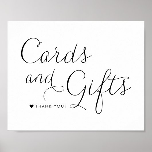 黒い甘い書道結婚式のカードと贈り物 ポスター (正面)