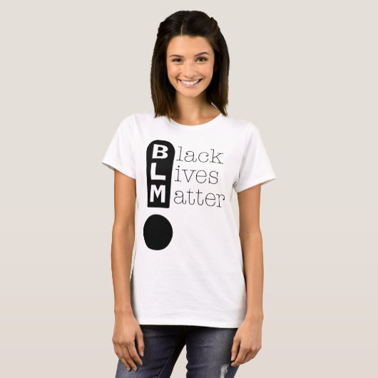 黒い生命問題をサポートするBLM感嘆符 Tシャツ (正面フル)