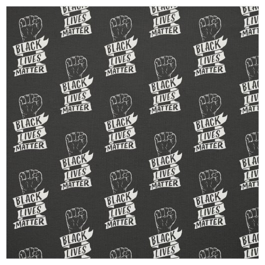 黒い生命物質blblemリボン拳の抗議パターン ファブリック (見本)