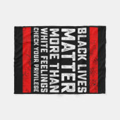 黒い生活の問題より白い感覚チェック フリースブランケット (正面(横))