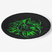 黒い生物学的災害［有害物質］の有毒な警告標識の記号の緑 ペーパープレート (アングル)