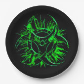 黒い生物学的災害［有害物質］の有毒な警告標識の記号の緑 ペーパープレート (正面)