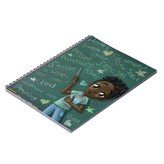 黒い男の子と前向き言葉 ノートブック (左側)