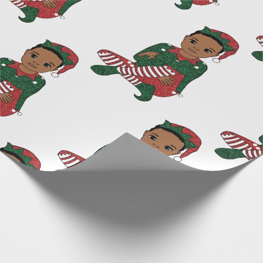 黒い男の子の誕生日ギフトメラニン男の子クリスマス ラッピングペーパー (角)