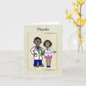 黒い男性と女性の医師グリーティングカード カード (黄色い花)