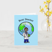 黒い男性の医師グリーティングカード カード (黄色い花)