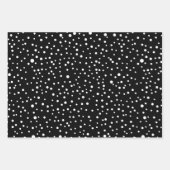 黒い白いクリスマスタイポグラフィとドットの休日 ラッピングペーパーシート (正面2)
