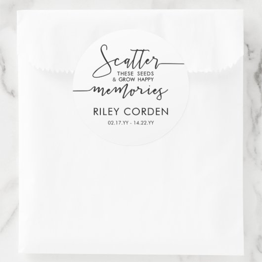 黒い白い散布の種子は思い出を育てる葬儀 ラウンドシール (バッグ)