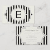 黒い白い文字で枠にモノグラムをストライプ描く 名刺 (正面/裏面)