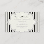 黒い白い文字で枠にモノグラムをストライプ描く 名刺 (裏面)