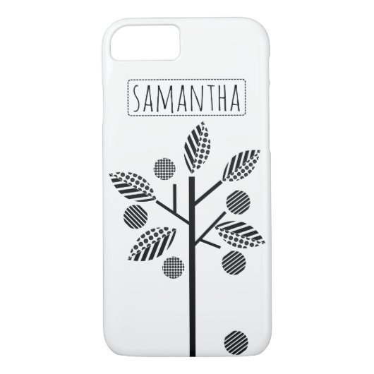 黒い白い様式化された木と実モダン実 Case-Mate iPhoneケース (裏面)