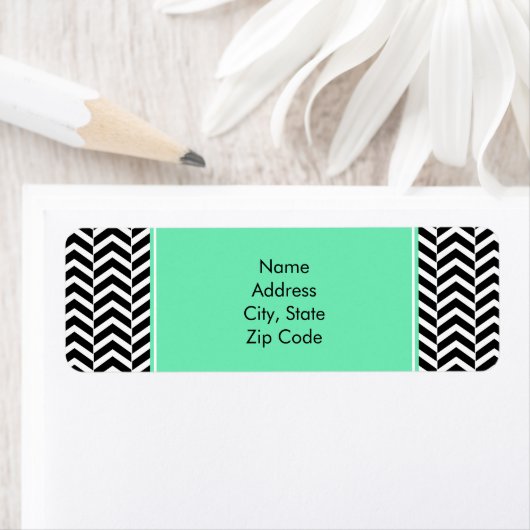 黒い白い海の泡のシェブロン模様 ラベル (インサイチュ)