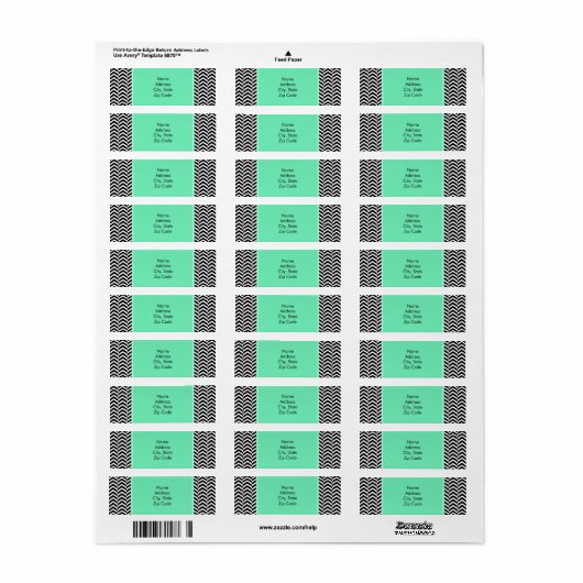 黒い白い海の泡のシェブロン模様 ラベル (フルシート)