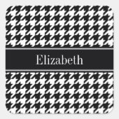 黒い白い黒千鳥格子のの名前モノグラム スクエアシール (正面)