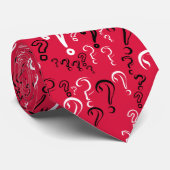 、黒い白い、疑門符のタイ深紅 ネクタイ (ロール)