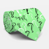 、黒い白い、疑門符のタイ薄緑 ネクタイ (ロール)