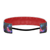 黒い白熱［赤熱］光を放つ背景にネオンの夜蝶 アスレチックヘッドバンド (裏面)