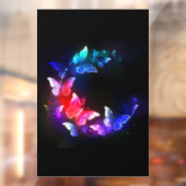 黒い白熱［赤熱］光を放つ背景にネオンの夜蝶 ウィンドウサイン (シート2)