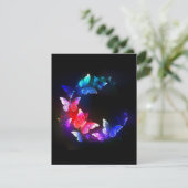 黒い白熱［赤熱］光を放つ背景にネオンの夜蝶 セーブザデート (スタンド正面)