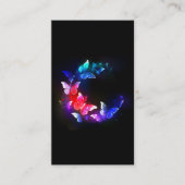 黒い白熱［赤熱］光を放つ背景にネオンの夜蝶 割引カード (正面)
