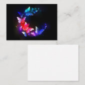 黒い白熱［赤熱］光を放つ背景にネオンの夜蝶 名刺 (正面/裏面)