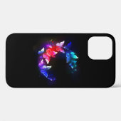 黒い白熱［赤熱］光を放つ背景にネオンの夜蝶 Case-Mate iPhoneケース (裏面 (横))