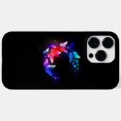 黒い白熱［赤熱］光を放つ背景にネオンの夜蝶 Case-Mate iPhoneケース (裏面 (横))
