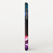 黒い白熱［赤熱］光を放つ背景にネオンの夜蝶 iPhoneケース (左側)