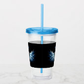 黒い白熱［赤熱］光を放つ背景の青いエンジェルウィングス アクリルタンブラー (右)