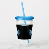 黒い白熱［赤熱］光を放つ背景の青いエンジェルウィングス アクリルタンブラー (左)